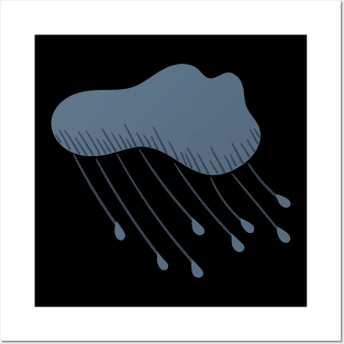 Single Stormy Cloud, Illustrated Raincloud in greys Posters and Art